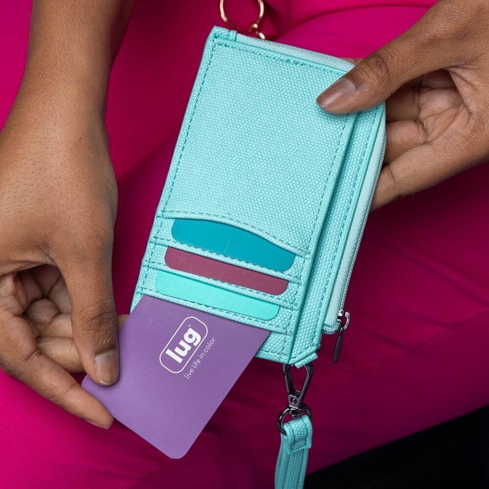 LUG Twirl Matte Luxe VL (Vegan Leather) RFID Wristlet Wallet - Diamond Silver - Picture 8 of 9